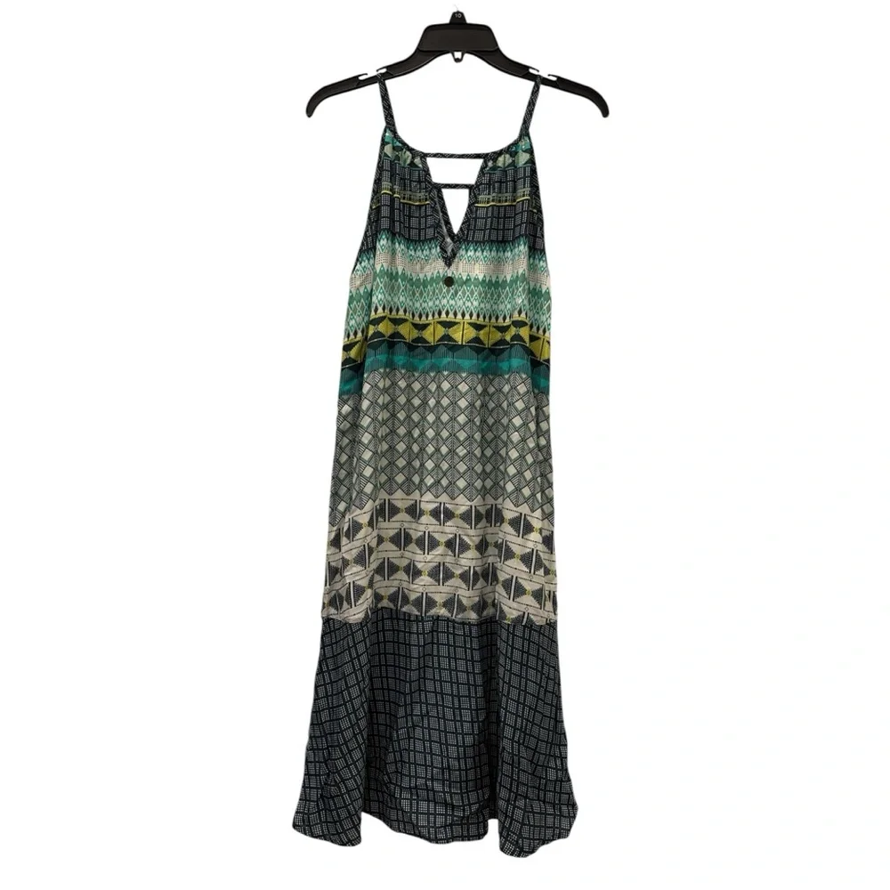 Prana Geometric Green and Black Maxi Dress - Picture 1 of 4